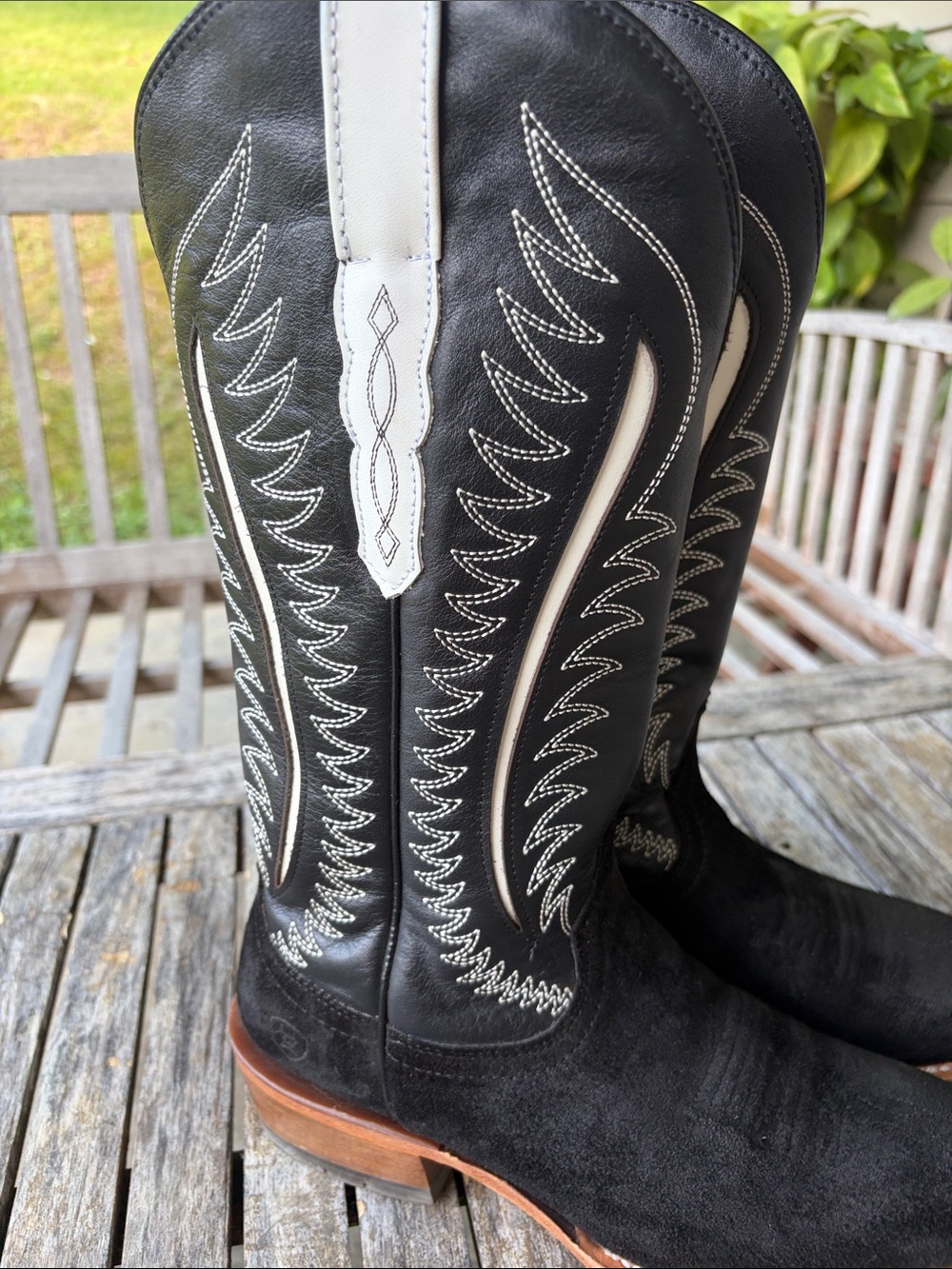 Ariat Black Suede & Leather Western Heeled Boots - Picture 3 of 11